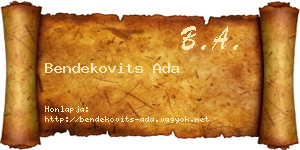 Bendekovits Ada névjegykártya